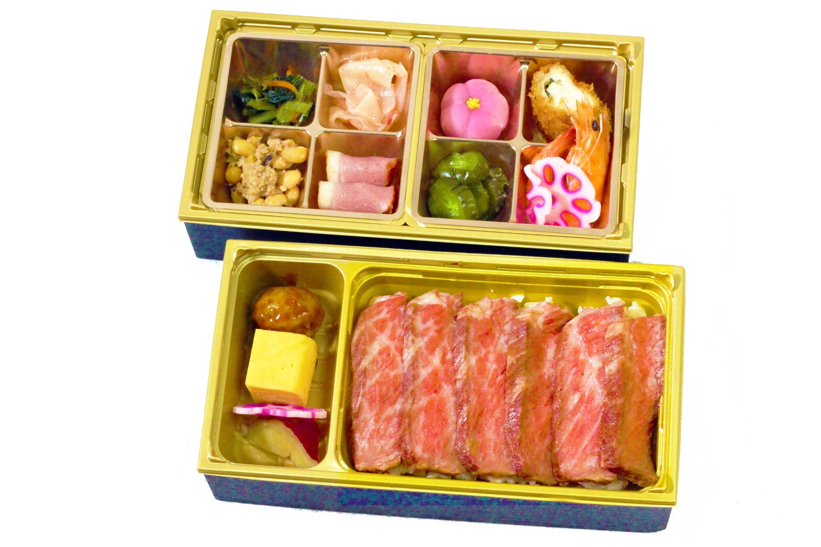 特選4等級 黒毛和牛ステーキ重と11種の副菜幕ノ内弁当